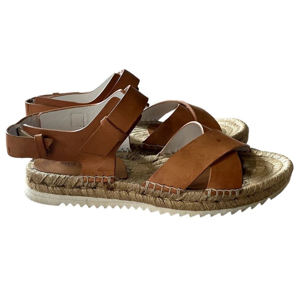 RAG & BONE Giza Leather Espadrille Sandals In Caramel Leather Size EU 38 - Picture 4 of 11